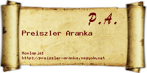 Preiszler Aranka névjegykártya